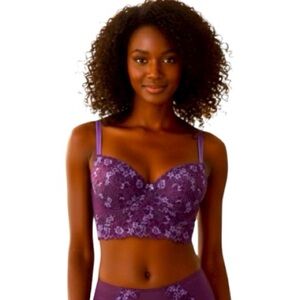 Adore Me Demi Bra, Plus Sz 38C, Floral, Lace, Mesh, Underwire, Two tone, NWOT